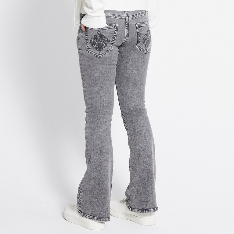 Embroidery flare jeans "Skippy Flare Deco" Grey